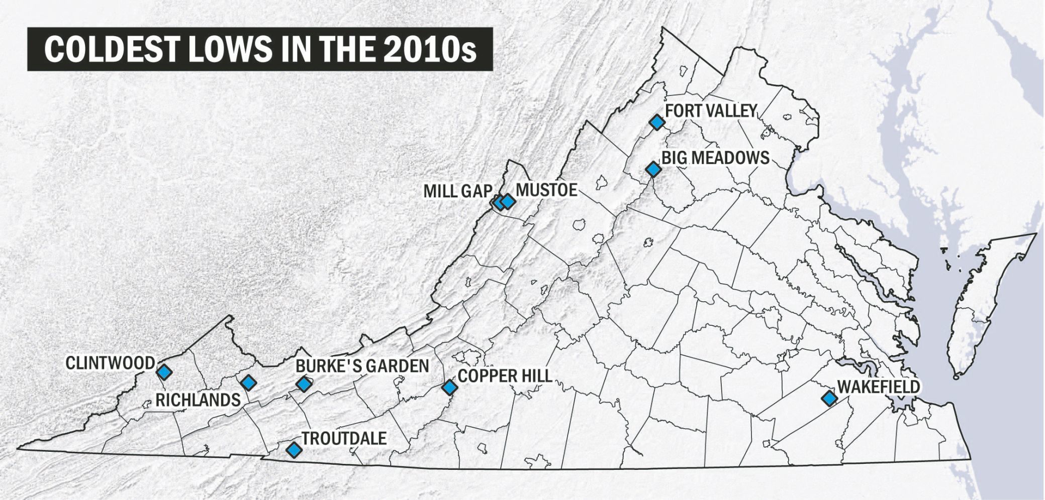 2010s Coldest Spots by Year